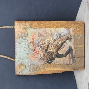 Vintage‎ Levi's Saddleman Boot Jeans Print on Wood Sign Wall Decor